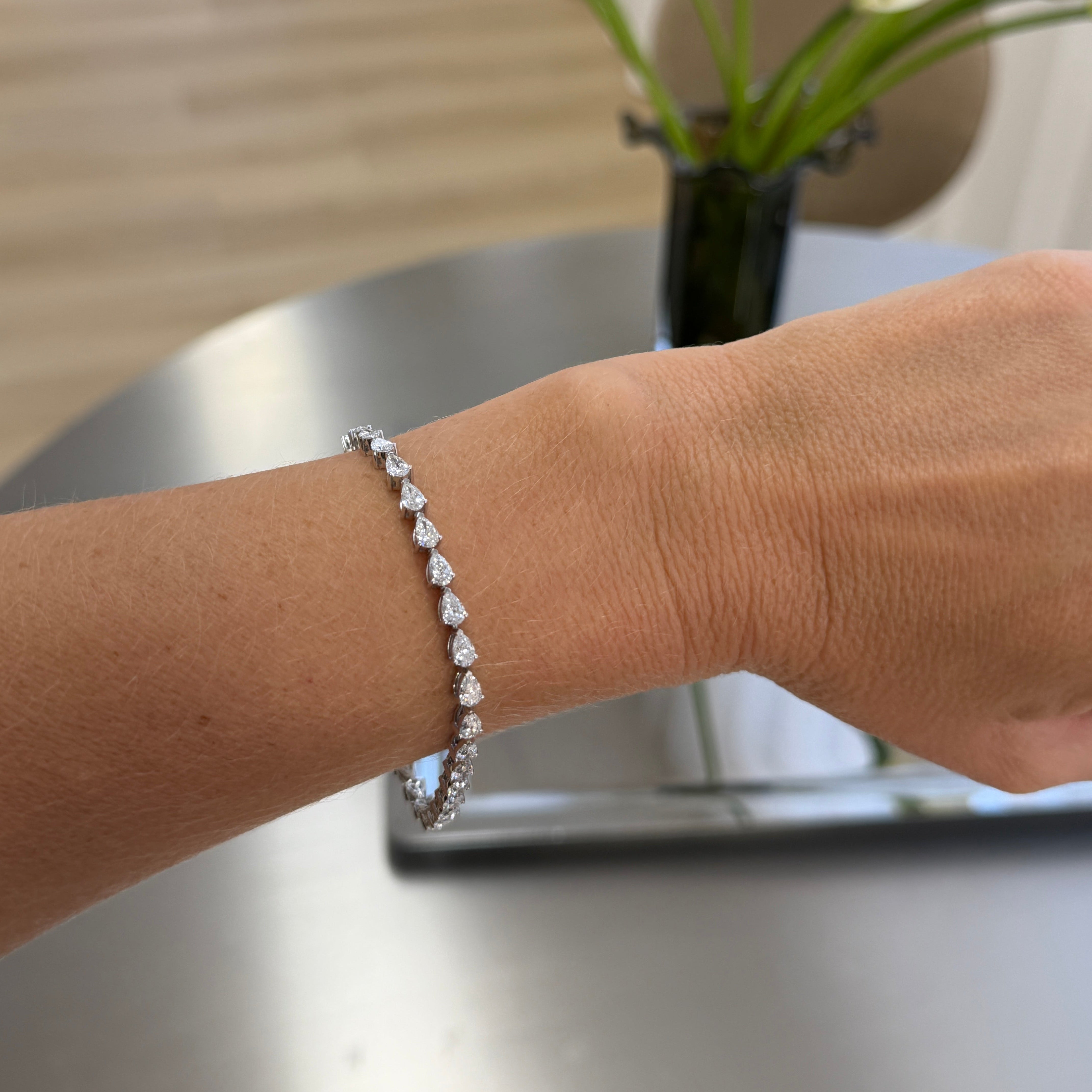 Diamond Pear Tennis Bracelet 6.28ct