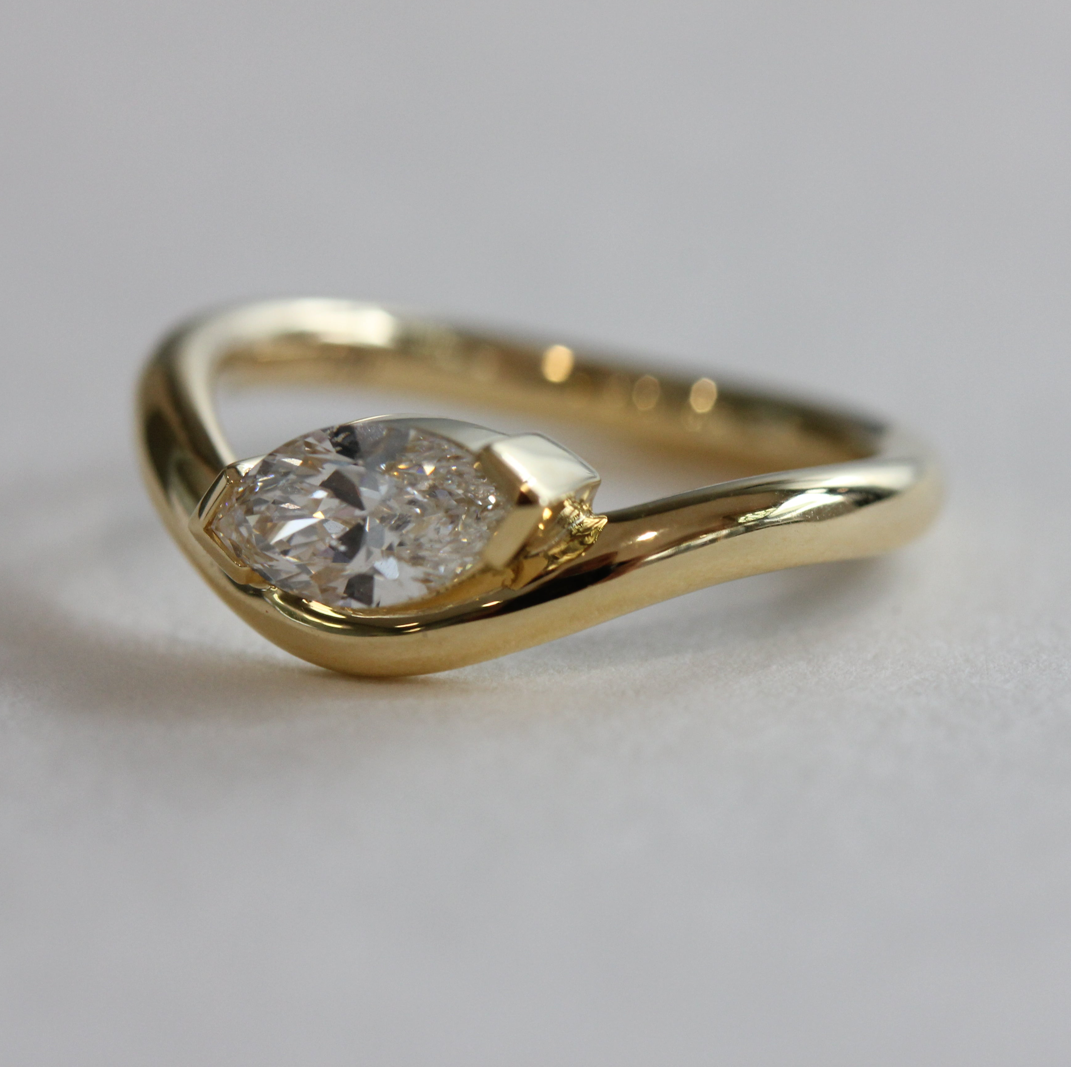 Raya - Marquise Diamond East West Curved Band Ring