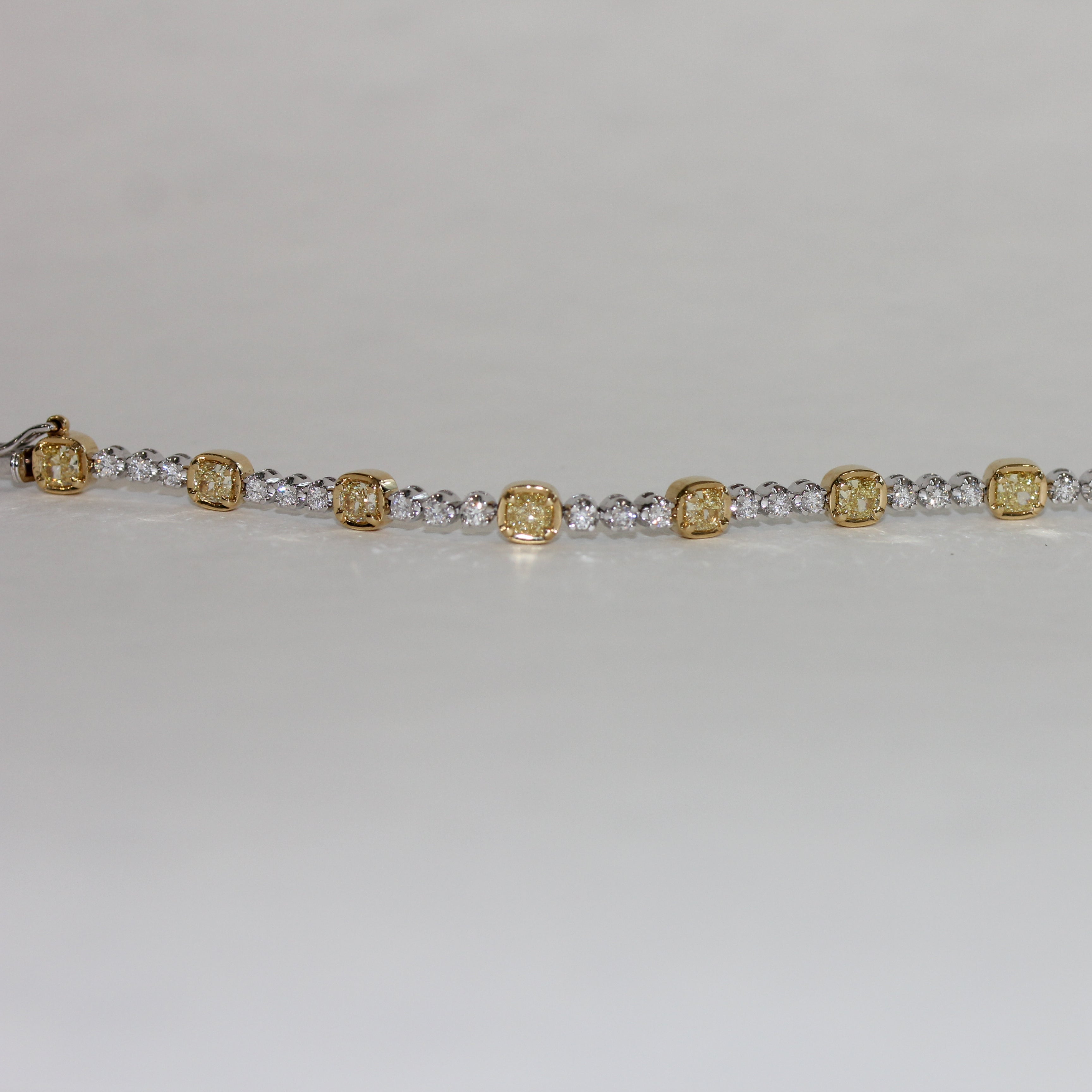 Yellow Cushion Diamond Tennis Bracelet