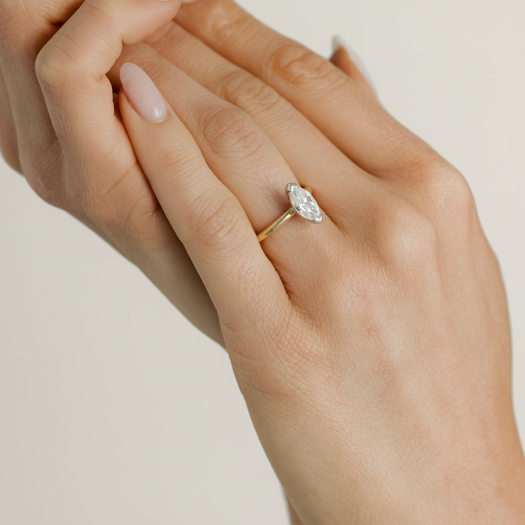 1.03ct Marquise Natural Diamond Engagement Ring - AMARA