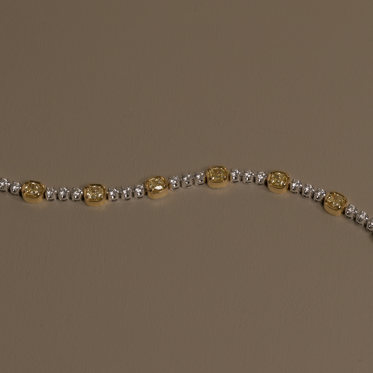 Yellow Cushion Diamond Tennis Bracelet