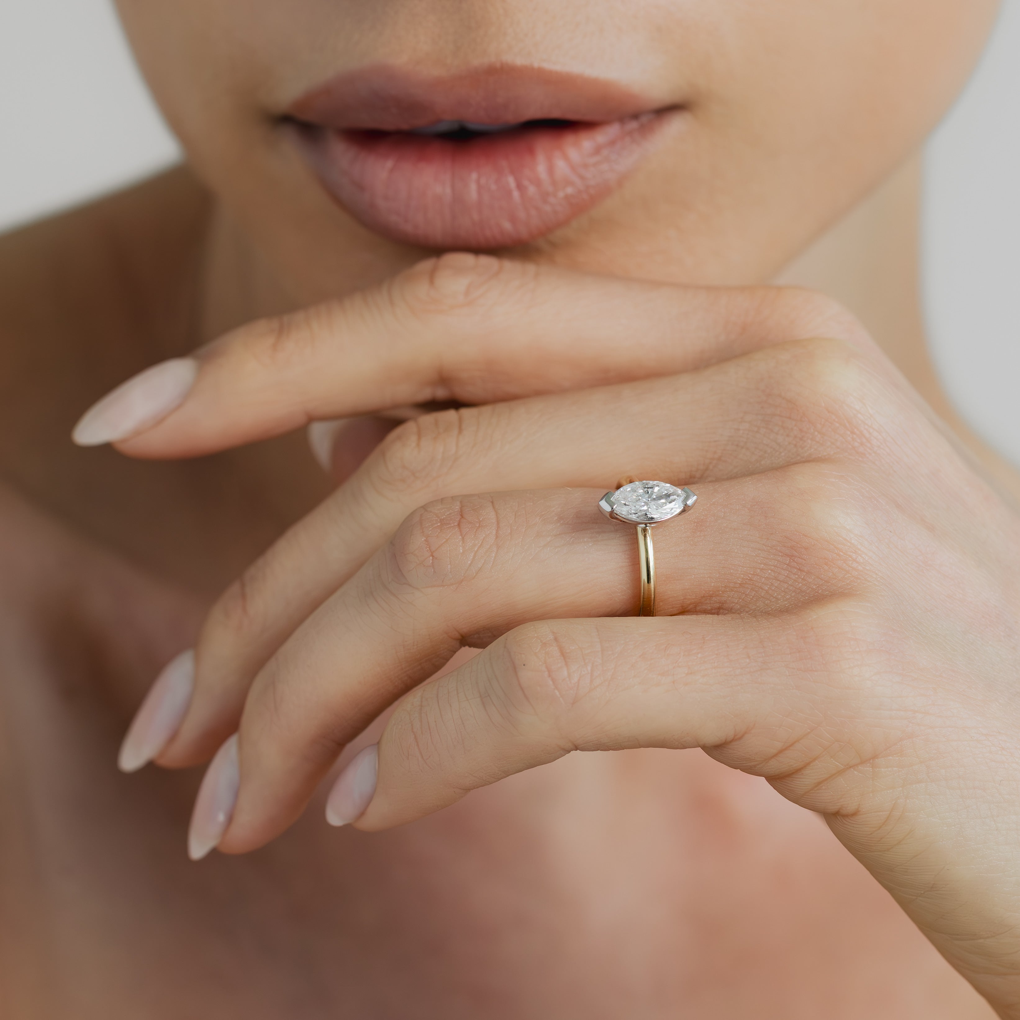 1.03ct Marquise Natural Diamond Engagement Ring - AMARA