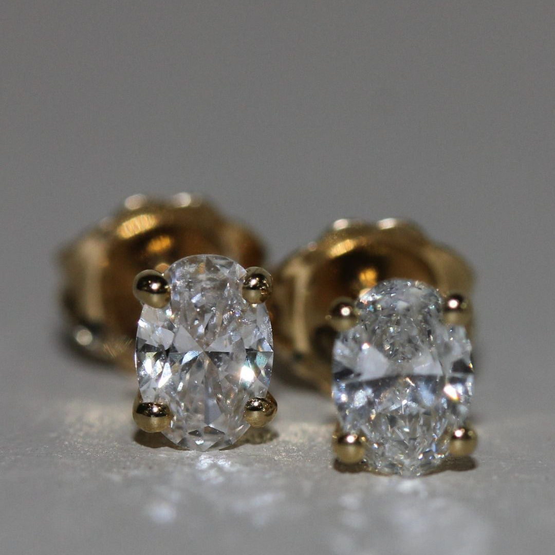 18ct Natural Oval Diamond Studs