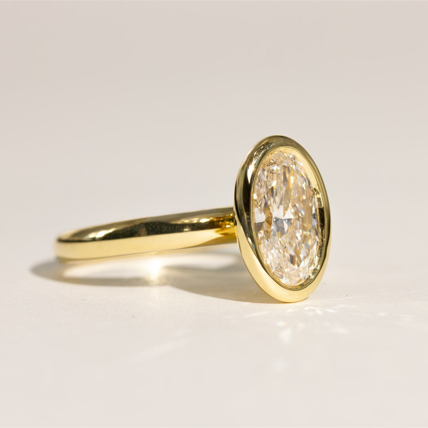 1.84ct Oval 18ct Diamond Bezel Set Engagement Ring - SASHA