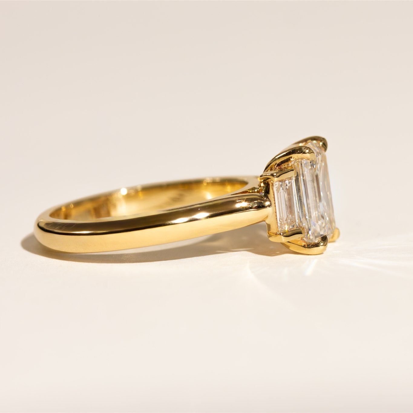 2.04ct Emerald and Baguette cut Diamond Engagement Ring - ISLA