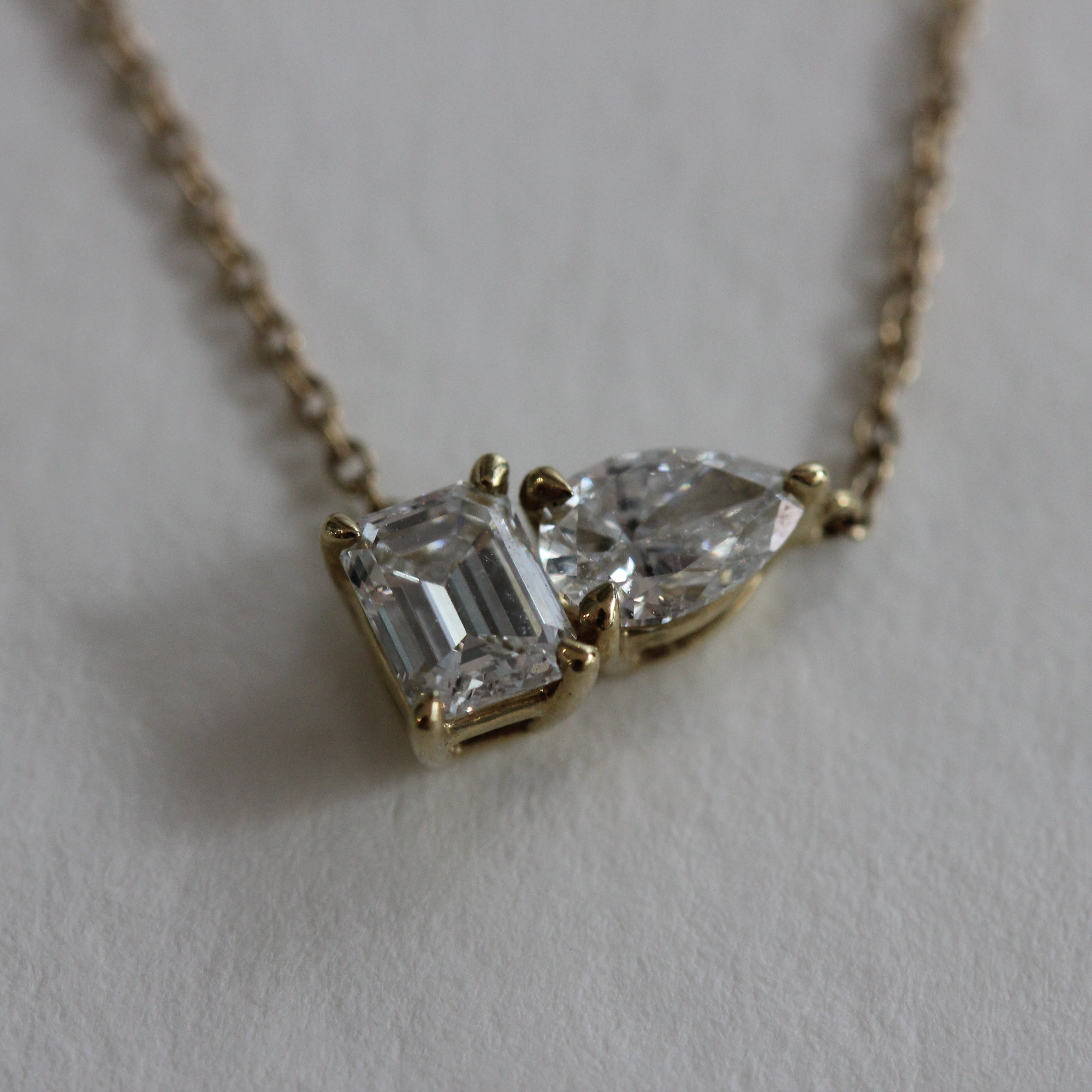 Pear and Emerald Natural Diamond Necklace