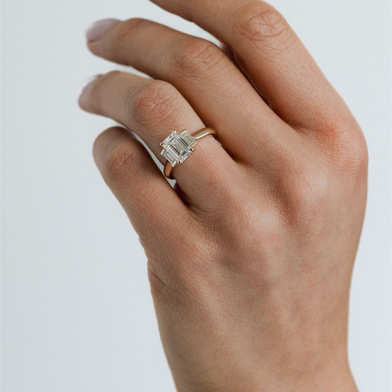 2.04ct Emerald and Baguette cut Diamond Engagement Ring - ISLA