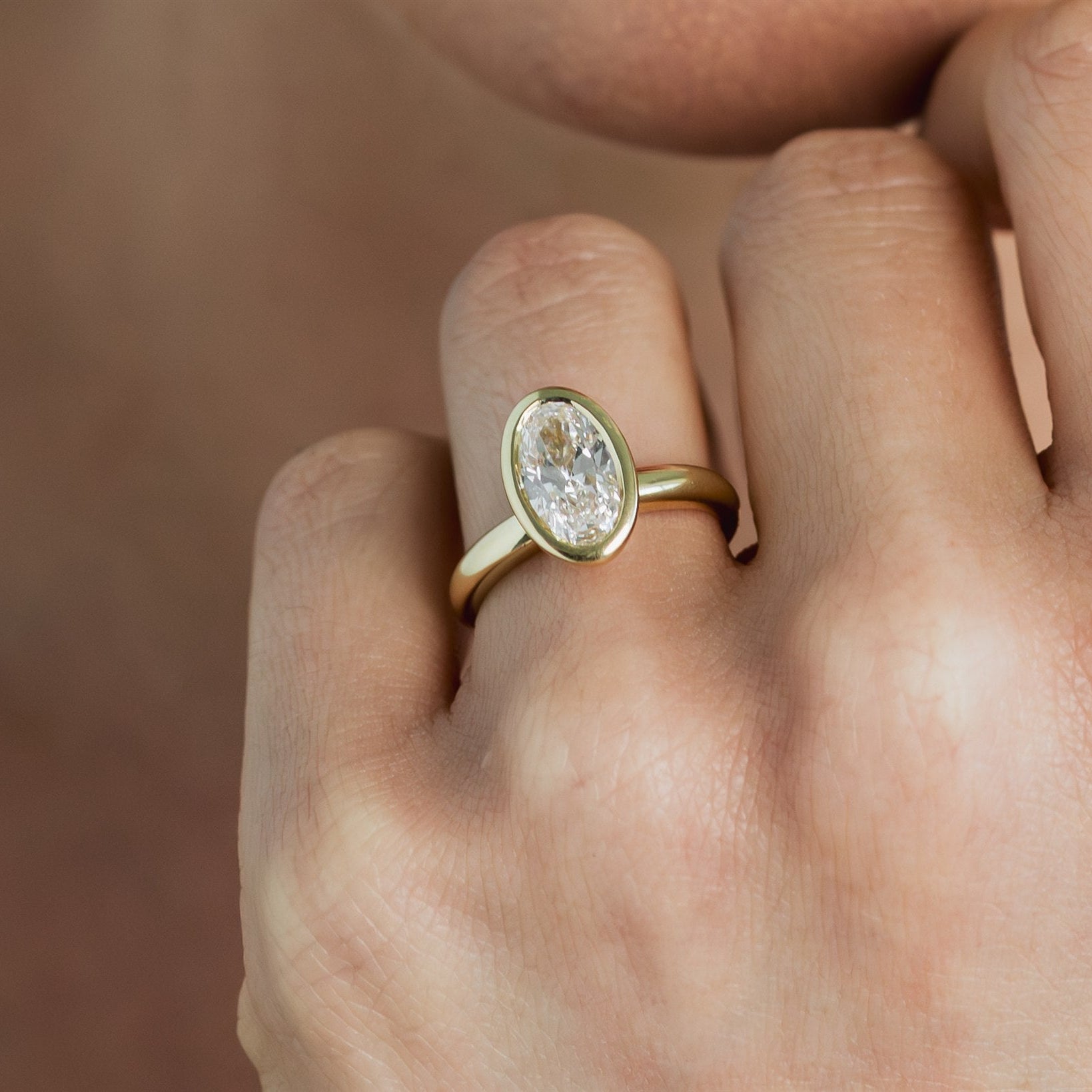 1.84ct Oval 18ct Diamond Bezel Set Engagement Ring - SASHA