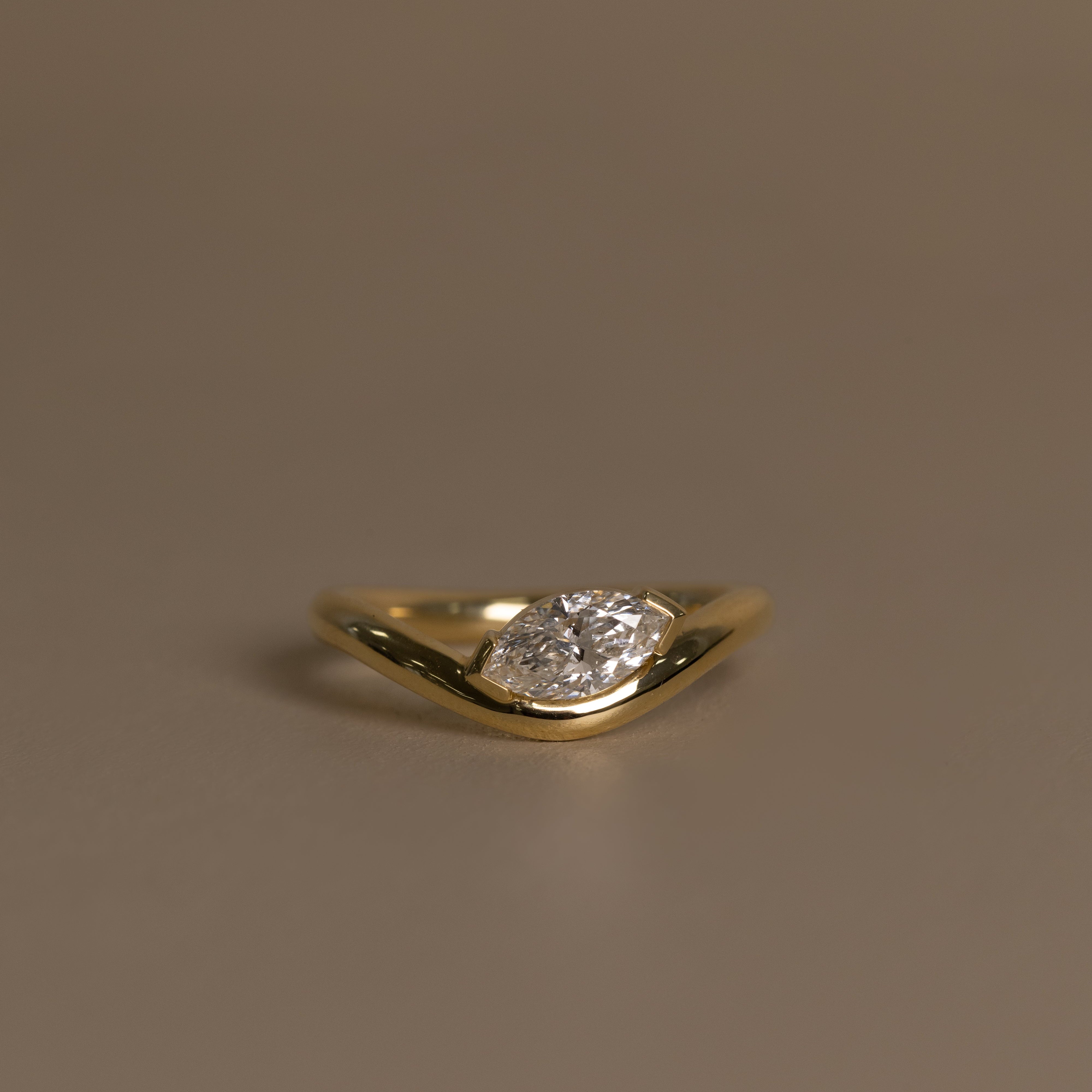 Raya - Marquise Diamond East West Curved Band Ring