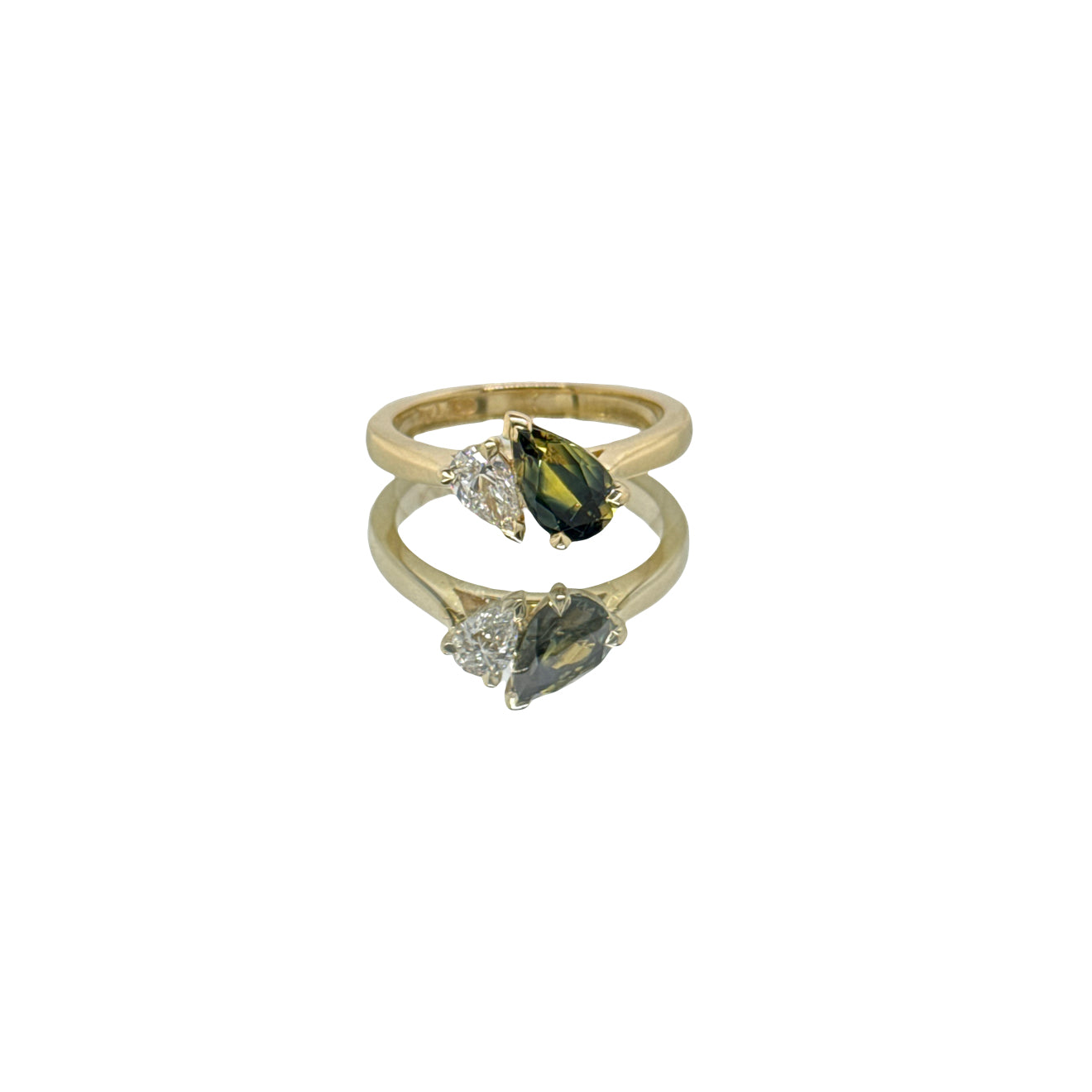 1.17ct Australian Sapphire Pear Toi et Moi Natural Diamond Ring - OLA