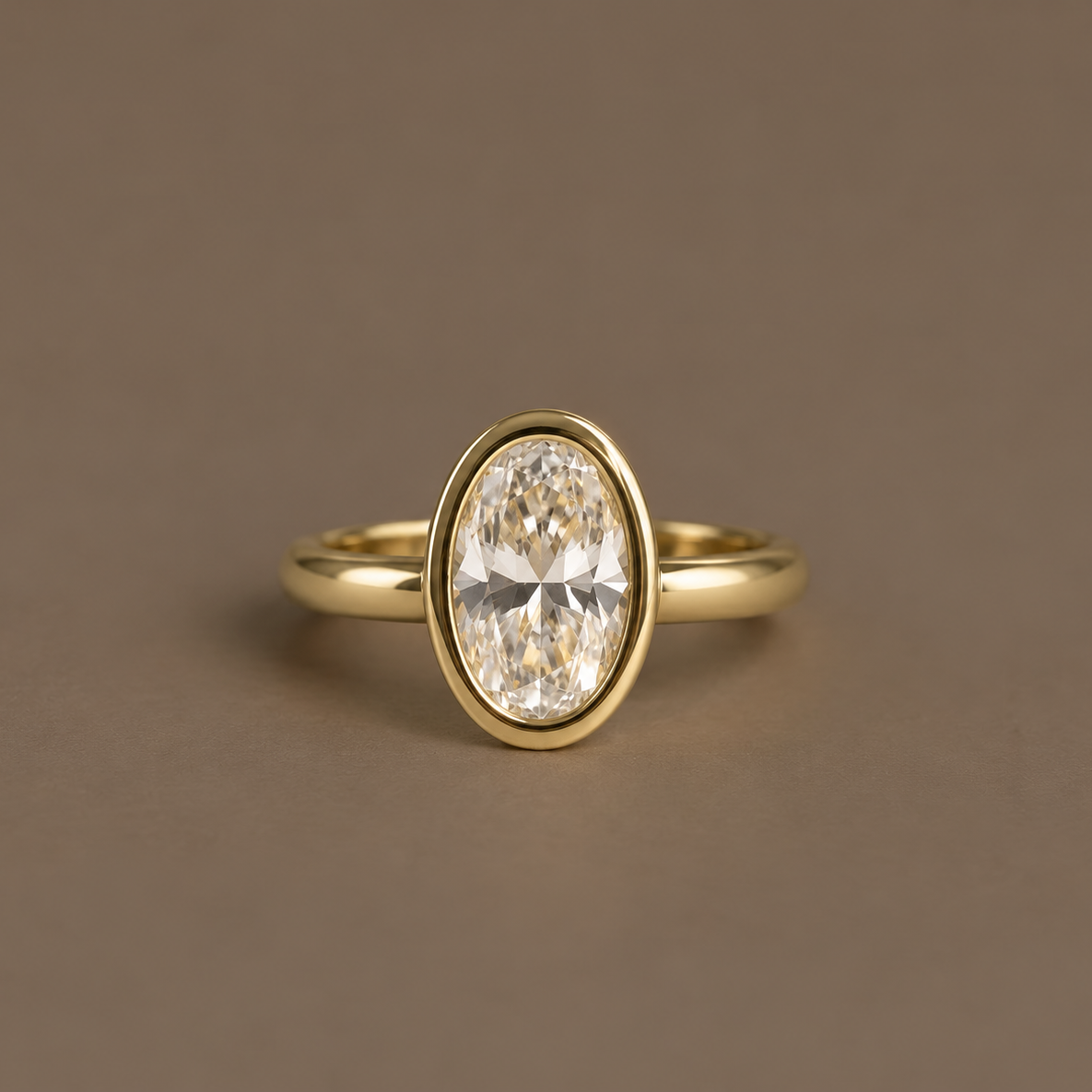 1.84ct Oval 18ct Diamond Bezel Set Engagement Ring - SASHA