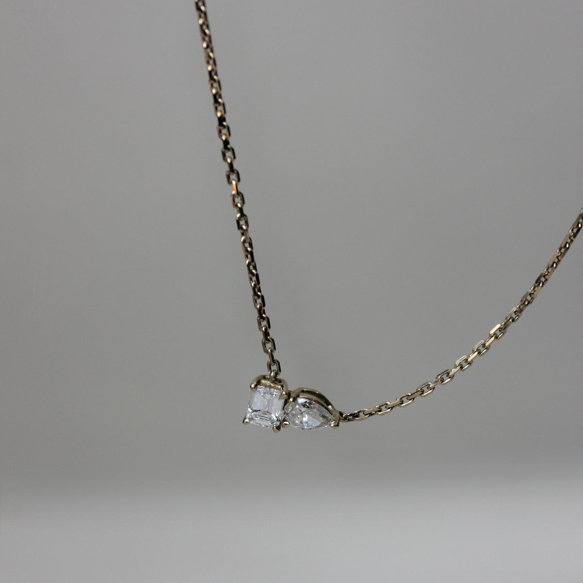 9CT YELLOW GOLD TOI ET MOI NATURAL DIAMOND NECKLACE