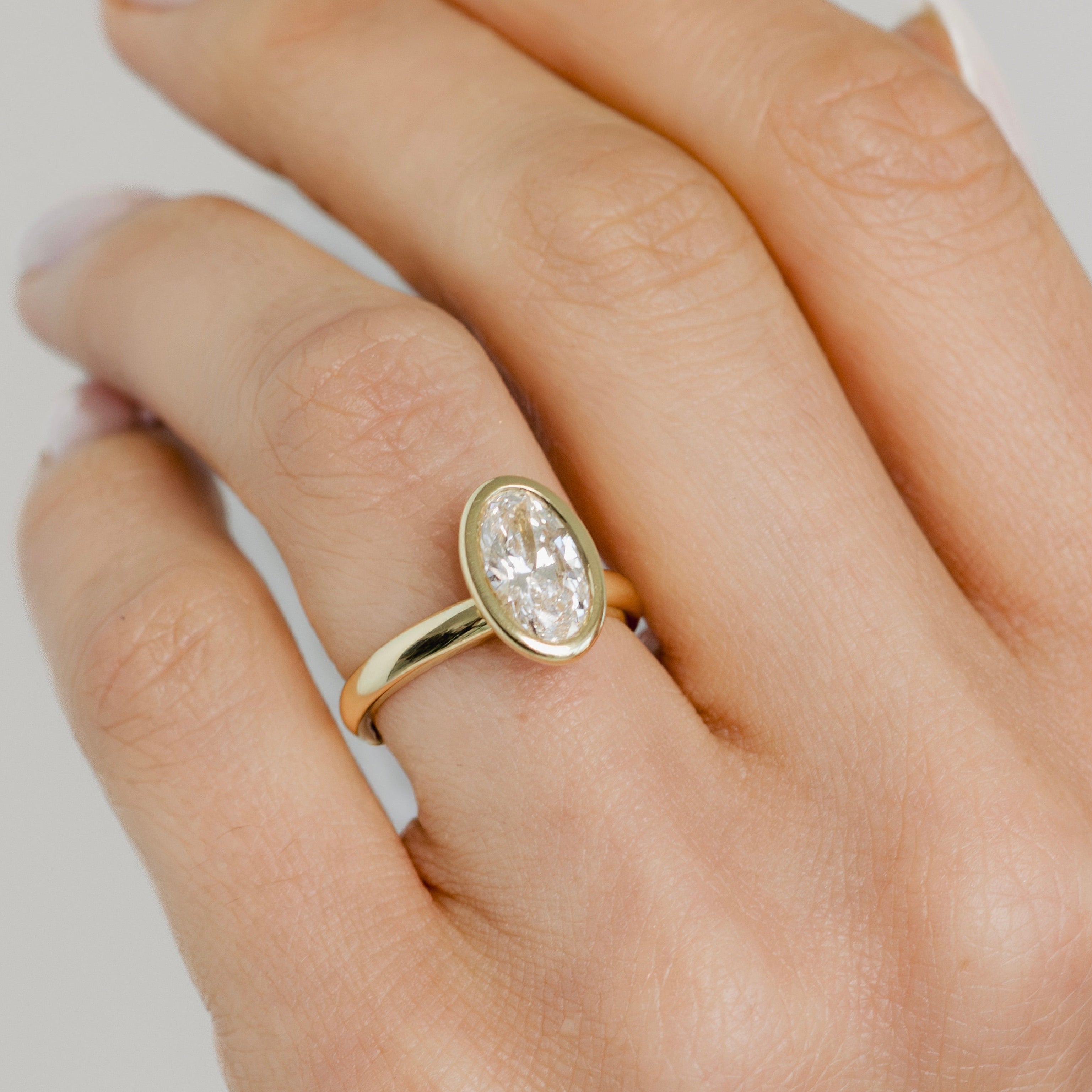 1.84ct Oval 18ct Diamond Bezel Set Engagement Ring - SASHA