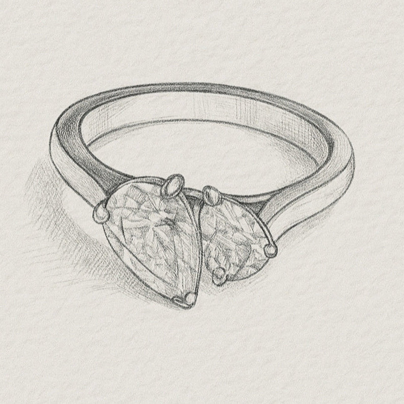 1.10ct Duet Pear Moi Diamond  Engagement Ring - CELINE