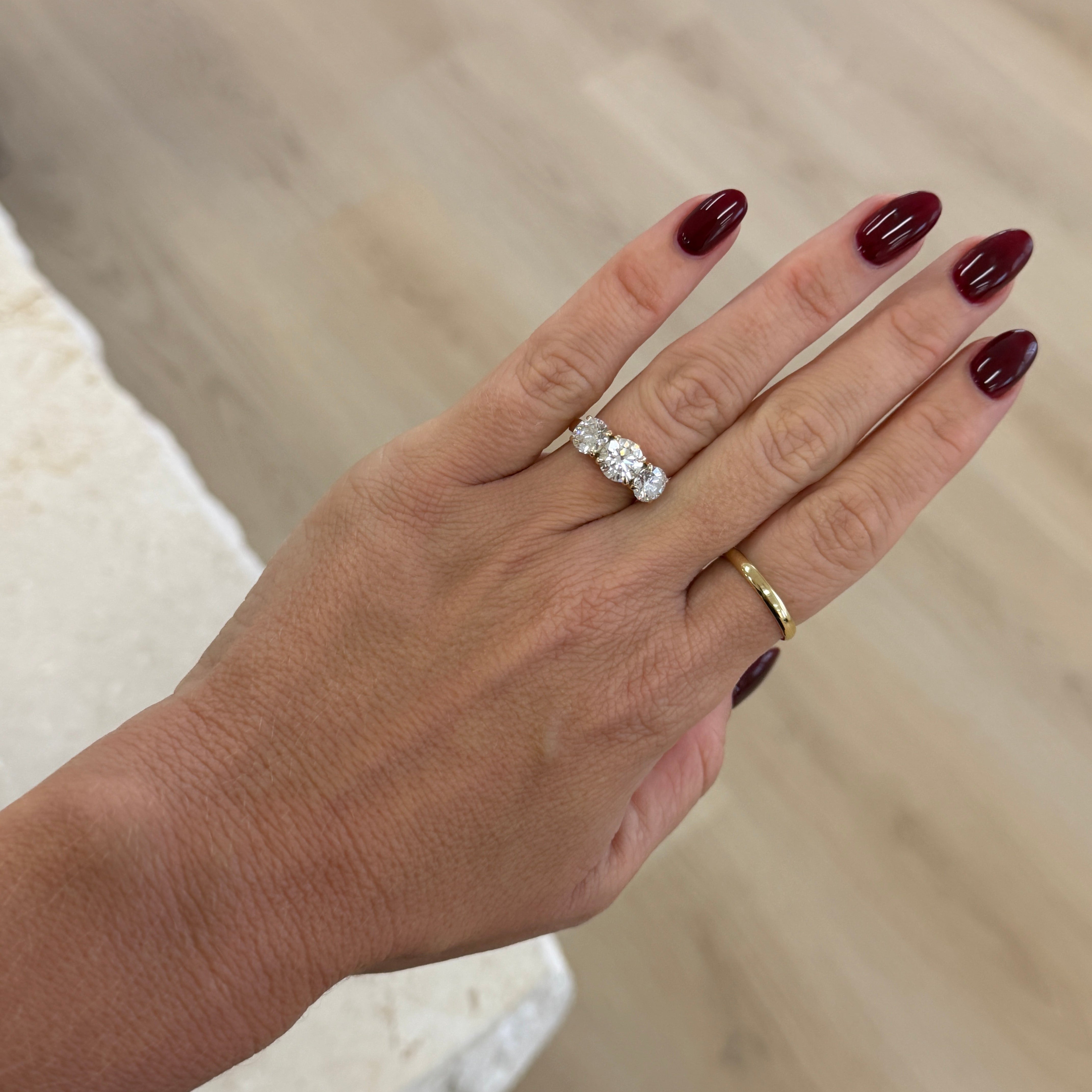 3.50ct Round Trilogy Diamond Engagement ring - Rosa