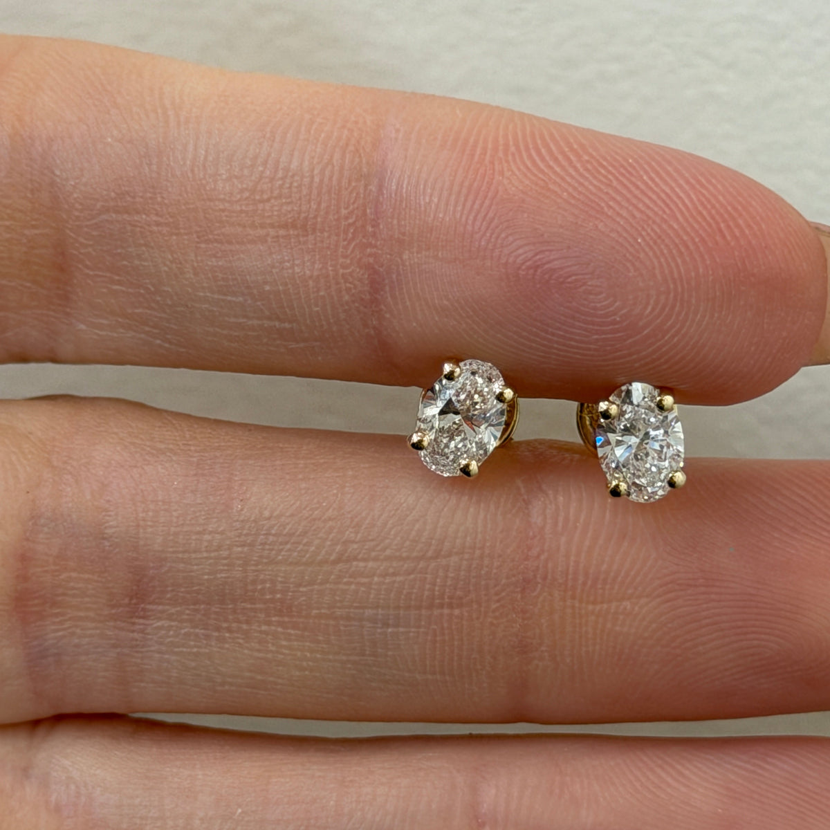 18ct Natural Oval Diamond Studs