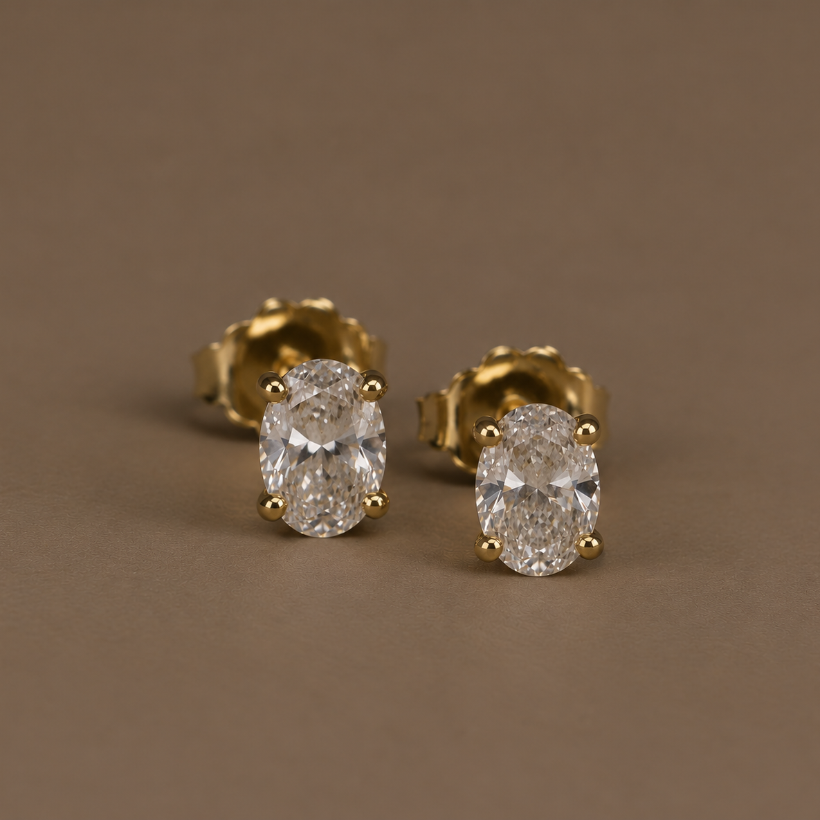 18ct Natural Oval Diamond Studs