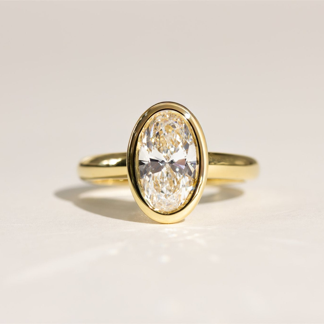 1.84ct Oval 18ct Diamond Bezel Set Engagement Ring - SASHA