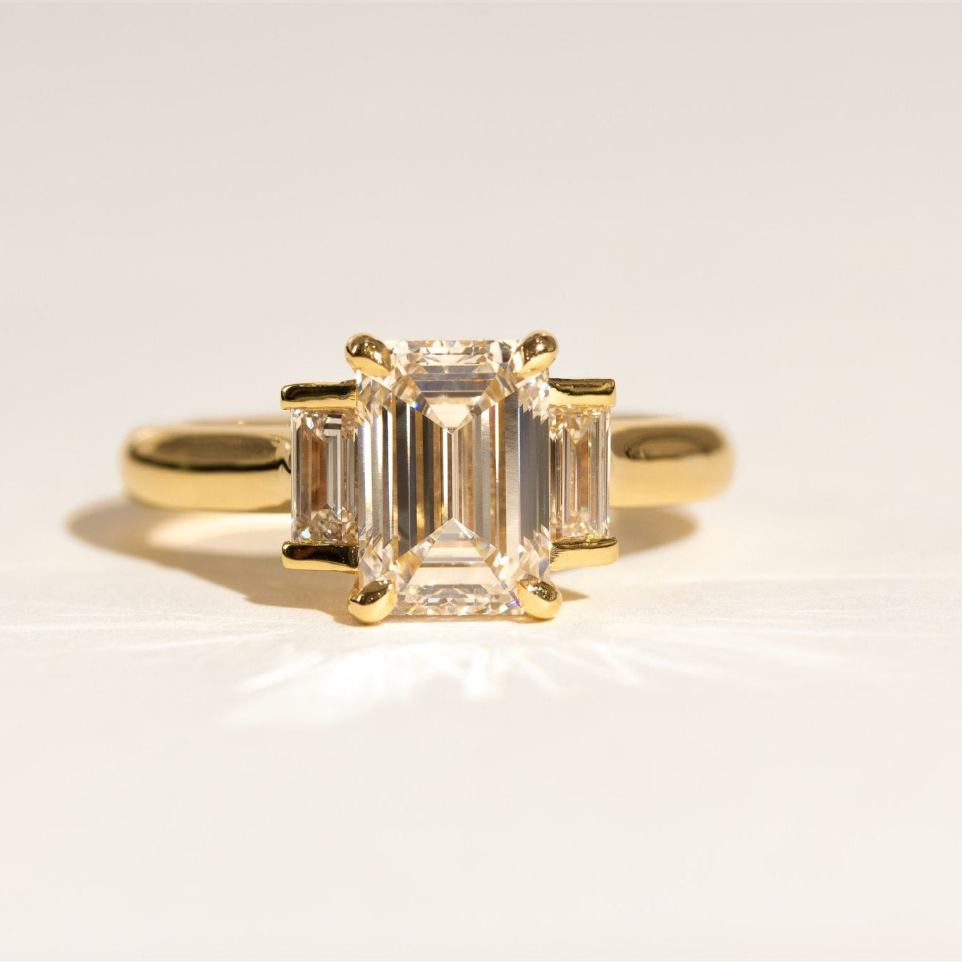 2.04ct Emerald and Baguette cut Diamond Engagement Ring - ISLA