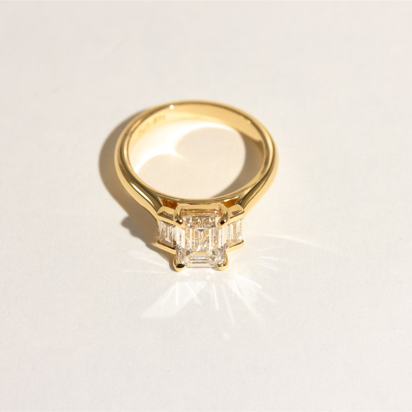 2.04ct Emerald and Baguette cut Diamond Engagement Ring - ISLA