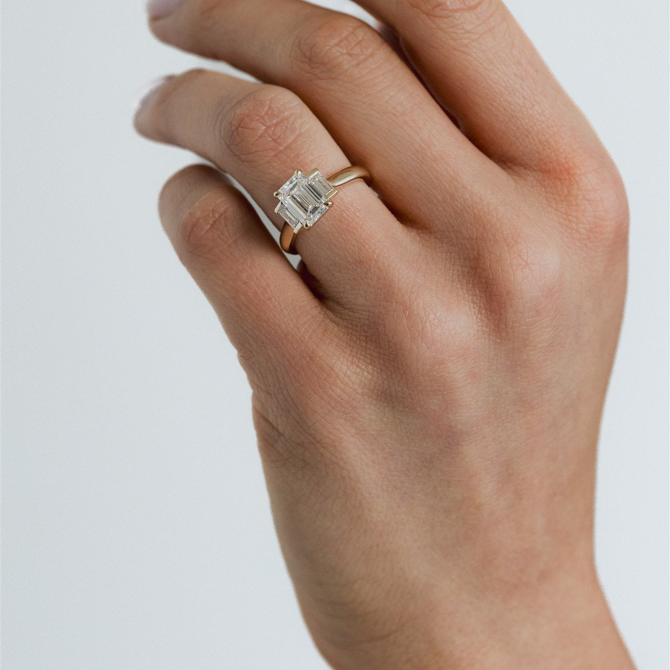 2.04ct Emerald and Baguette cut Diamond Engagement Ring - ISLA