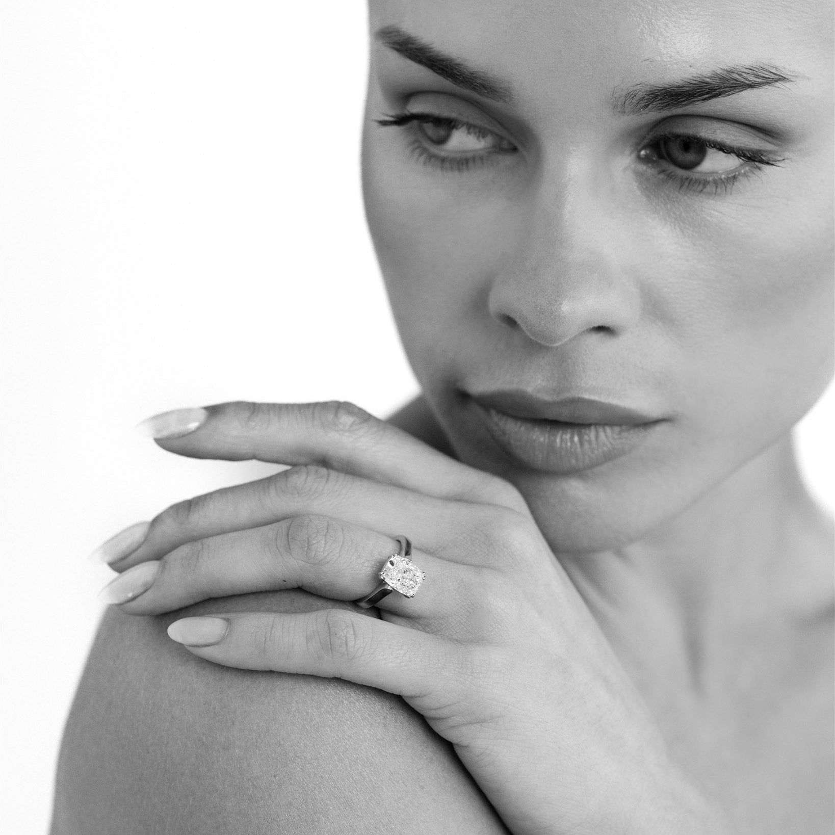 2.88ct Elongated Cushion Cut Diamond Engagement Ring - KIAH