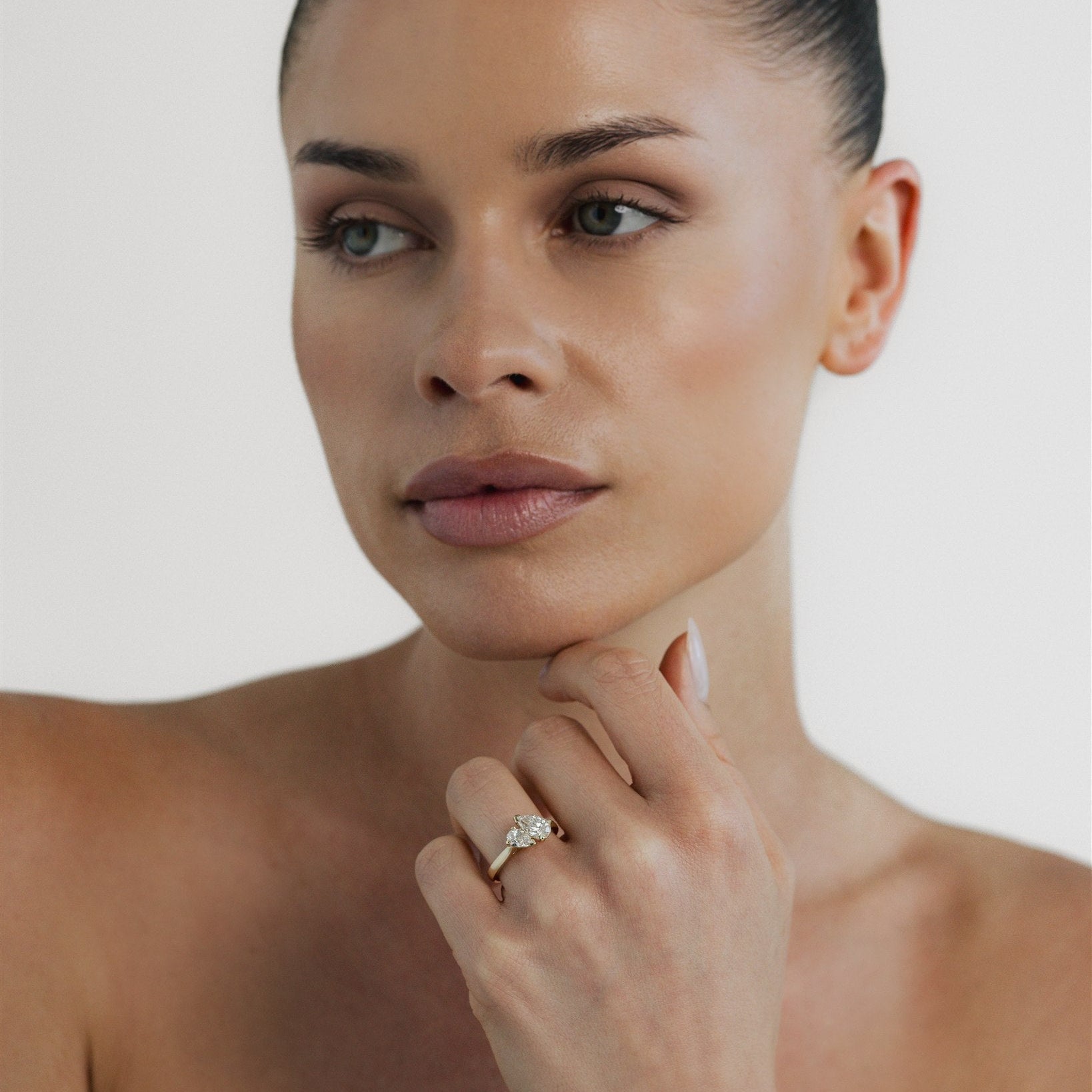 1.10ct Duet Pear Moi Diamond  Engagement Ring - CELINE