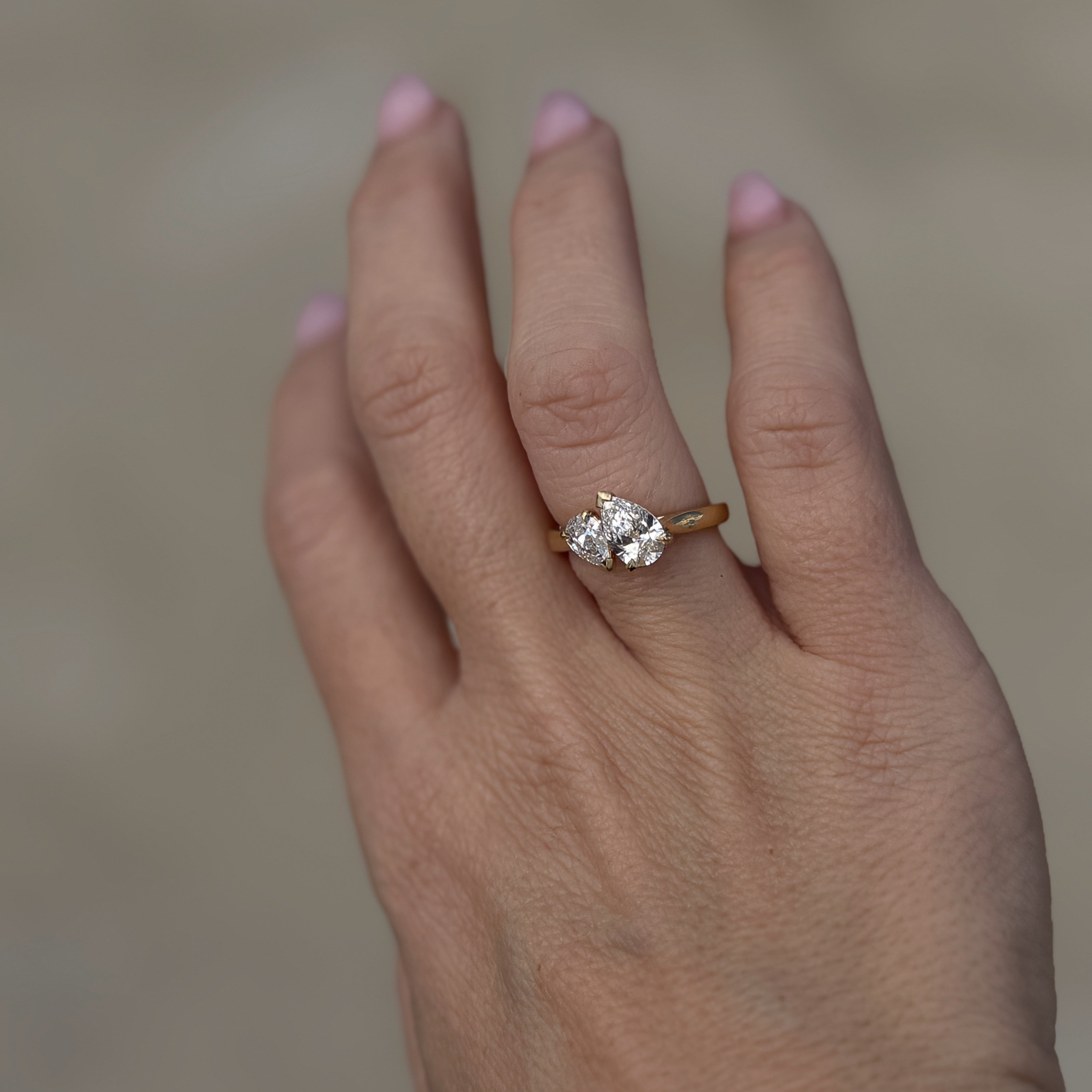 1.10ct Duet Pear Moi Diamond  Engagement Ring - CELINE